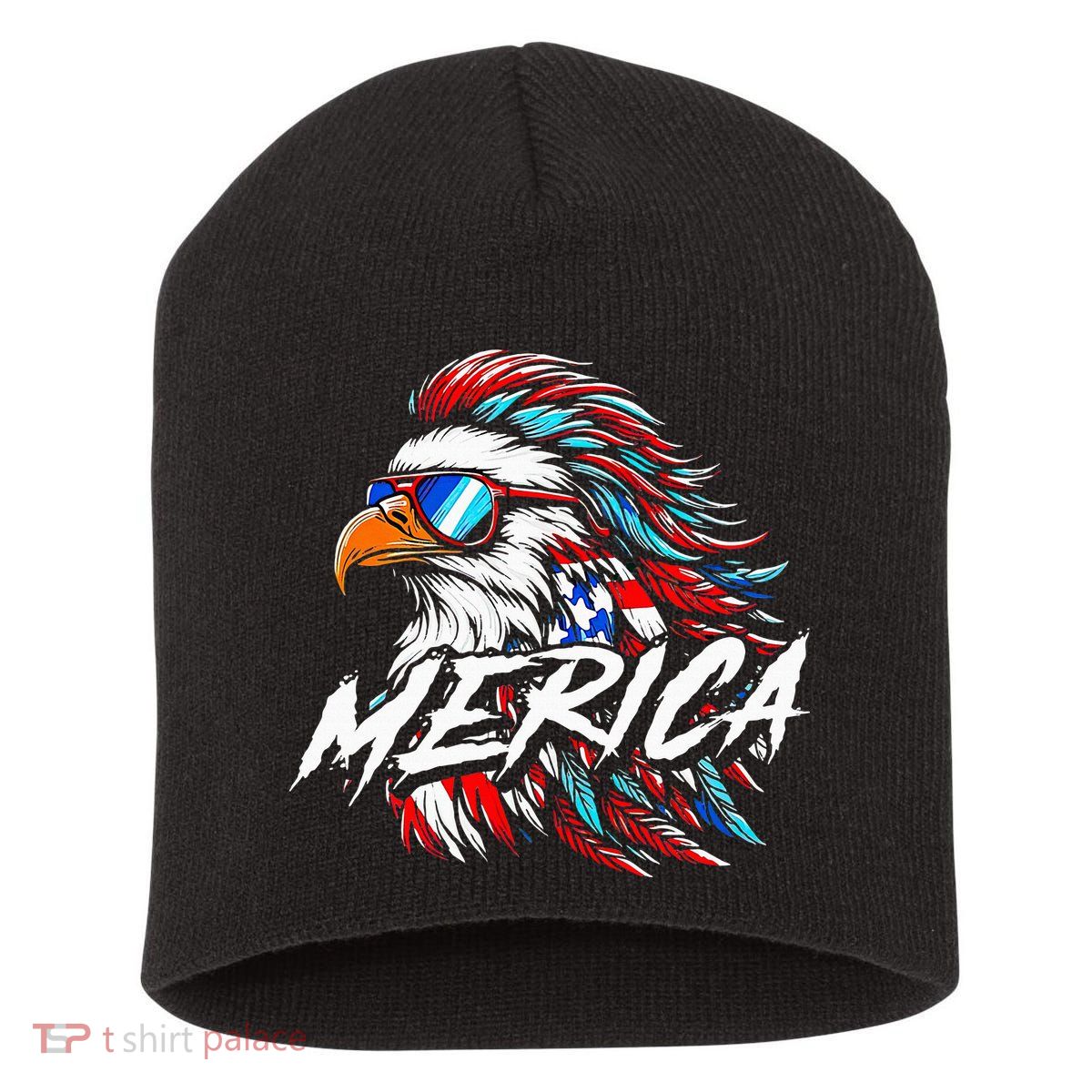 Merica Mullet Eagle Funny 4th Of July Short Acrylic Beanie