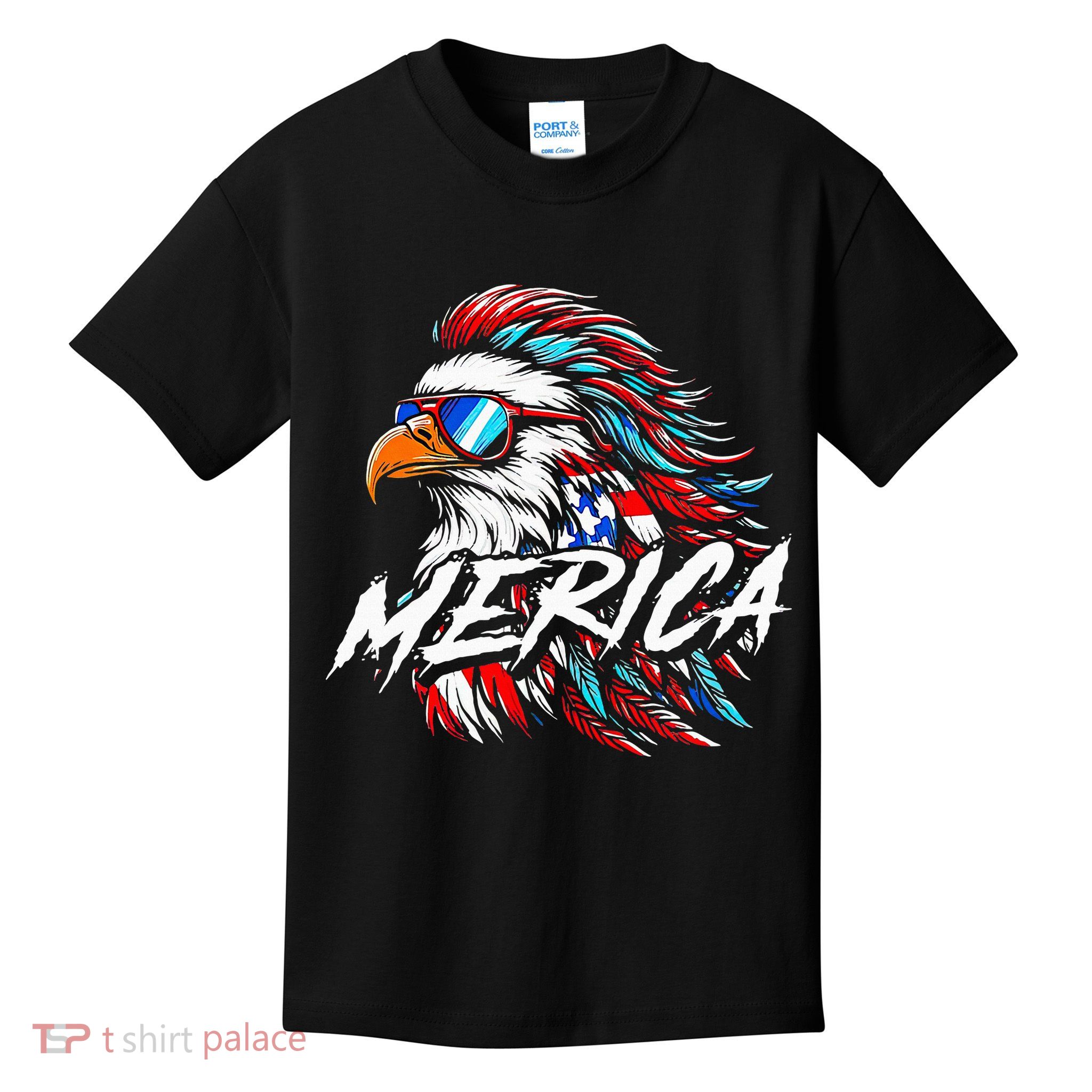 Merica Mullet Eagle Funny 4th Of July Kids T-Shirt
