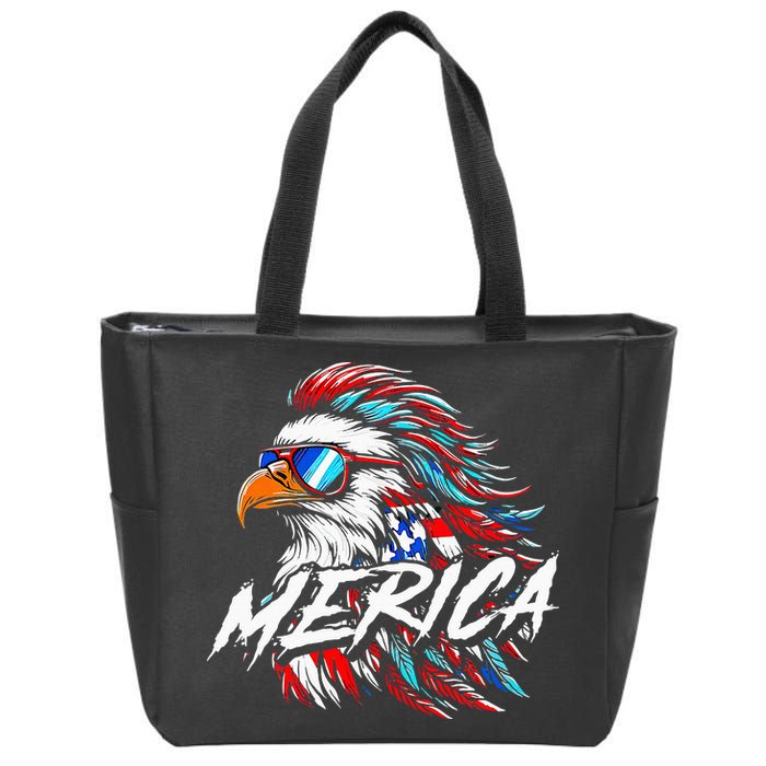 Merica Mullet Eagle Funny 4th Of July Zip Tote Bag