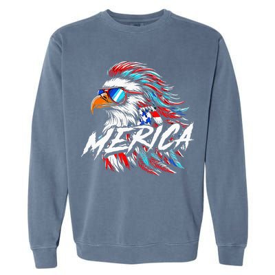 Merica Mullet Eagle Funny 4th Of July Garment-Dyed Sweatshirt