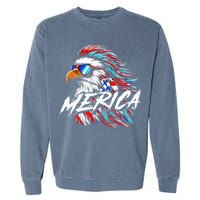Merica Mullet Eagle Funny 4th Of July Garment-Dyed Sweatshirt