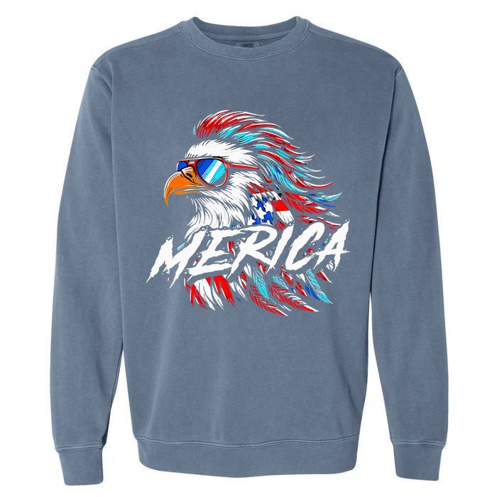 Merica Mullet Eagle Funny 4th Of July Garment-Dyed Sweatshirt