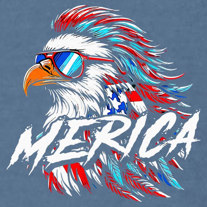 Merica Mullet Eagle Funny 4th Of July Garment-Dyed Sweatshirt