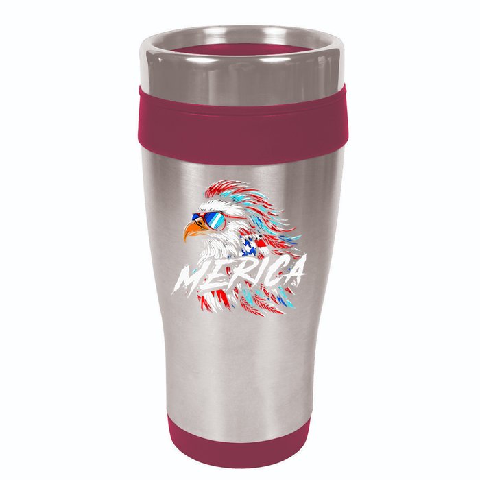 Merica Mullet Eagle Funny 4th Of July 16oz Travel Tumbler