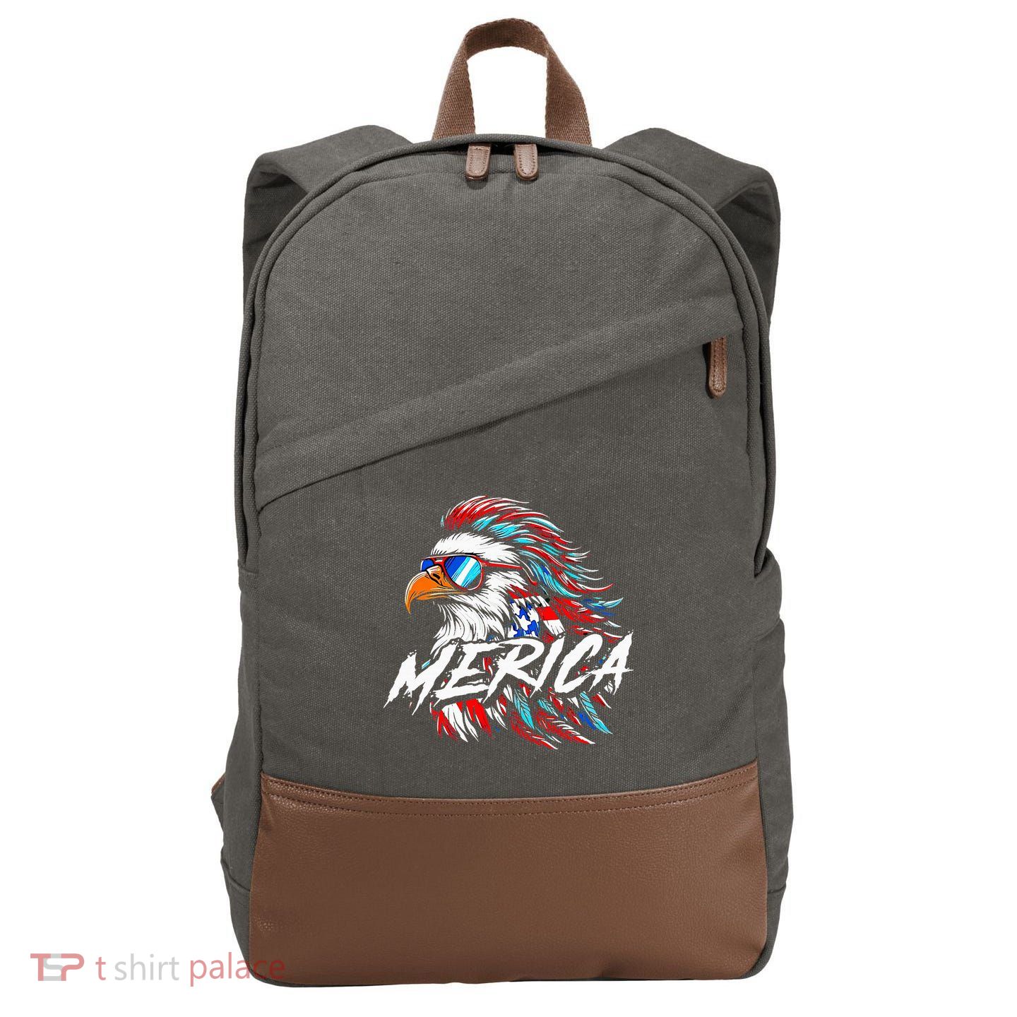 Merica Mullet Eagle Funny 4th Of July Cotton Canvas Backpack