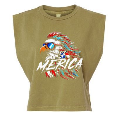 Merica Mullet Eagle Funny 4th Of July Garment-Dyed Women's Muscle Tee