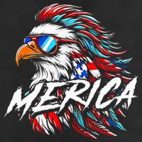 Merica Mullet Eagle Funny 4th Of July 7 Panel Mesh Trucker Snapback Hat