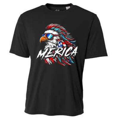 Merica Mullet Eagle Funny 4th Of July Cooling Performance Crew T-Shirt