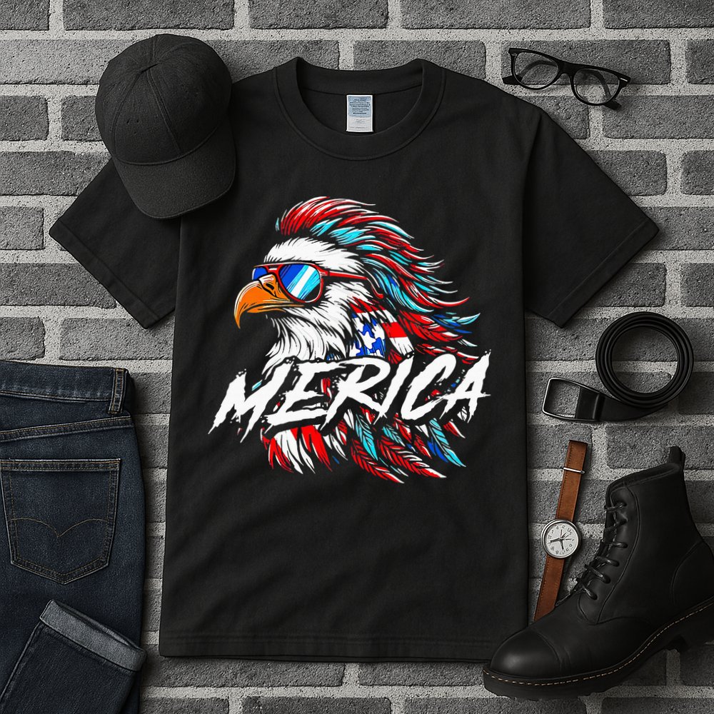 Merica Mullet Eagle Funny 4th Of July Tall T-Shirt