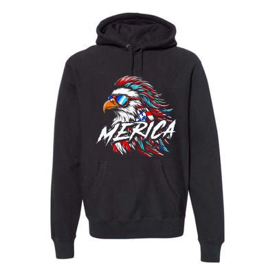 Merica Mullet Eagle Funny 4th Of July Premium Hoodie