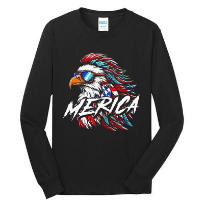 Merica Mullet Eagle Funny 4th Of July Tall Long Sleeve T-Shirt