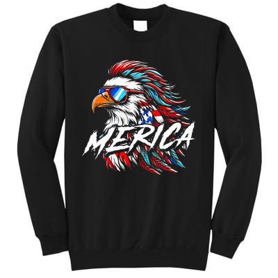 Merica Mullet Eagle Funny 4th Of July Tall Sweatshirt