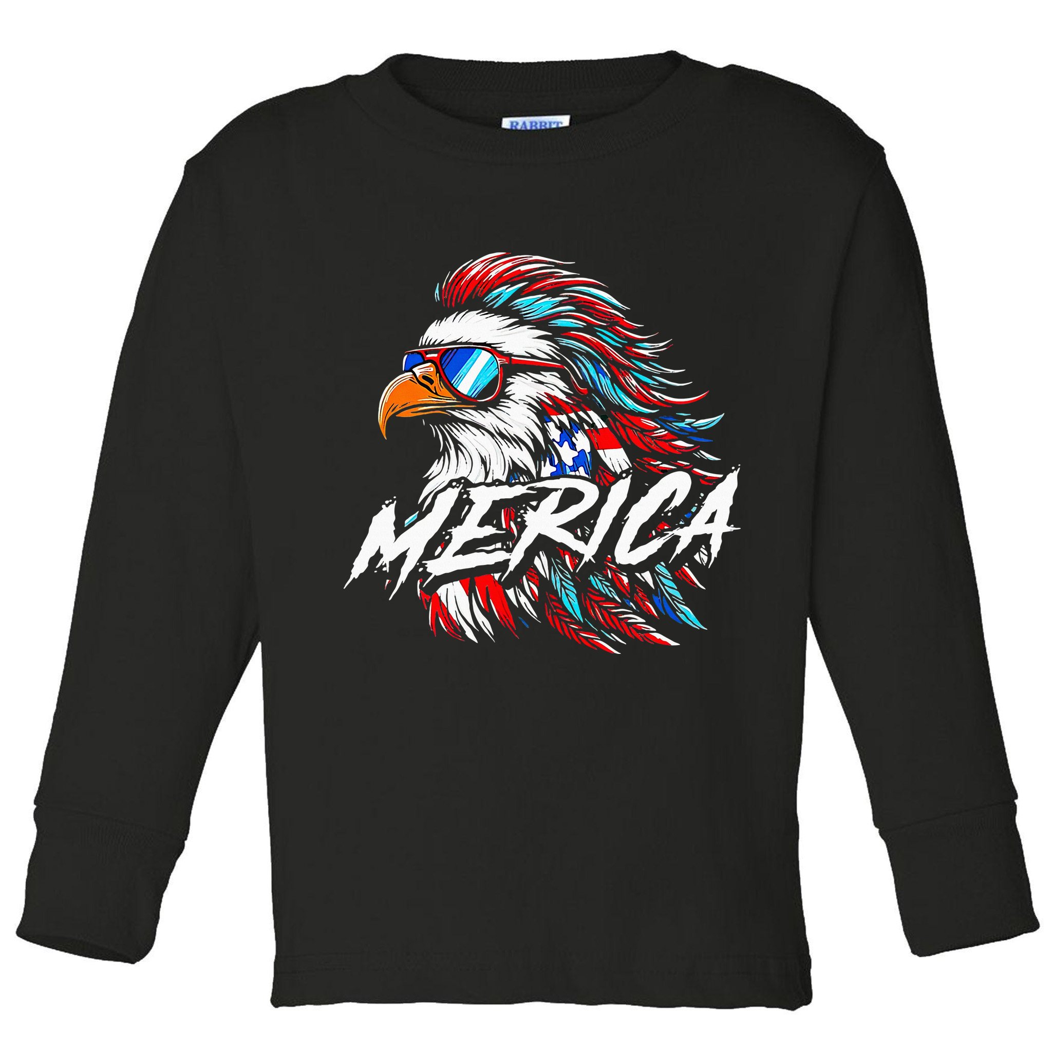 Merica Mullet Eagle Funny 4th Of July Toddler Long Sleeve Shirt