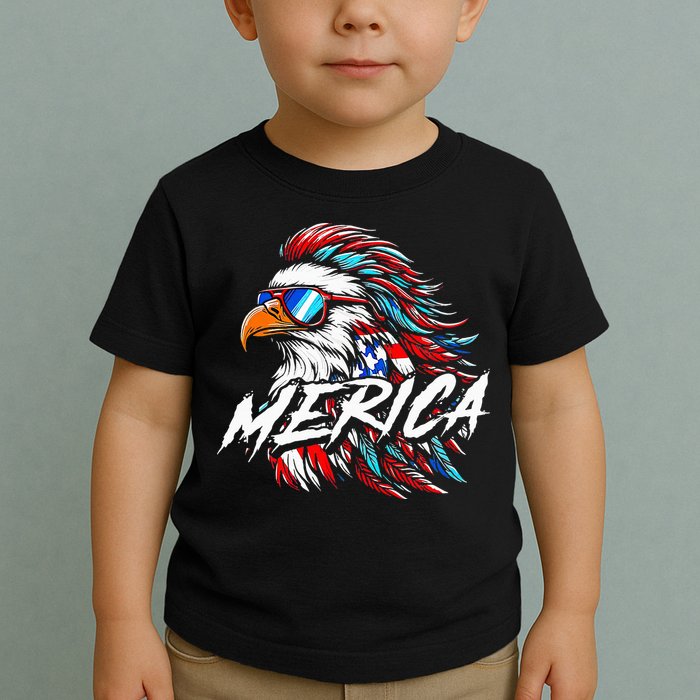 Merica Mullet Eagle Funny 4th Of July Toddler T-Shirt