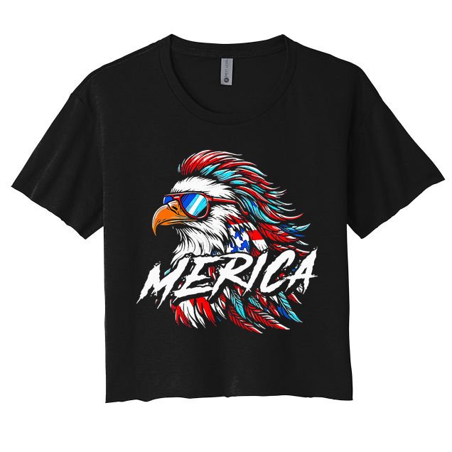 Merica Mullet Eagle Funny 4th Of July Crop Top