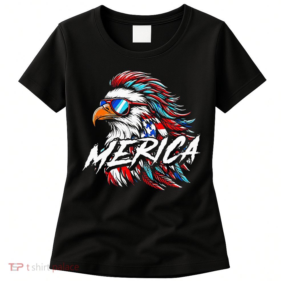 Merica Mullet Eagle Funny 4th Of July Womens T-Shirt