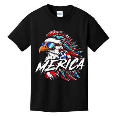 Merica Mullet Eagle Funny 4th Of July Kids T-Shirt
