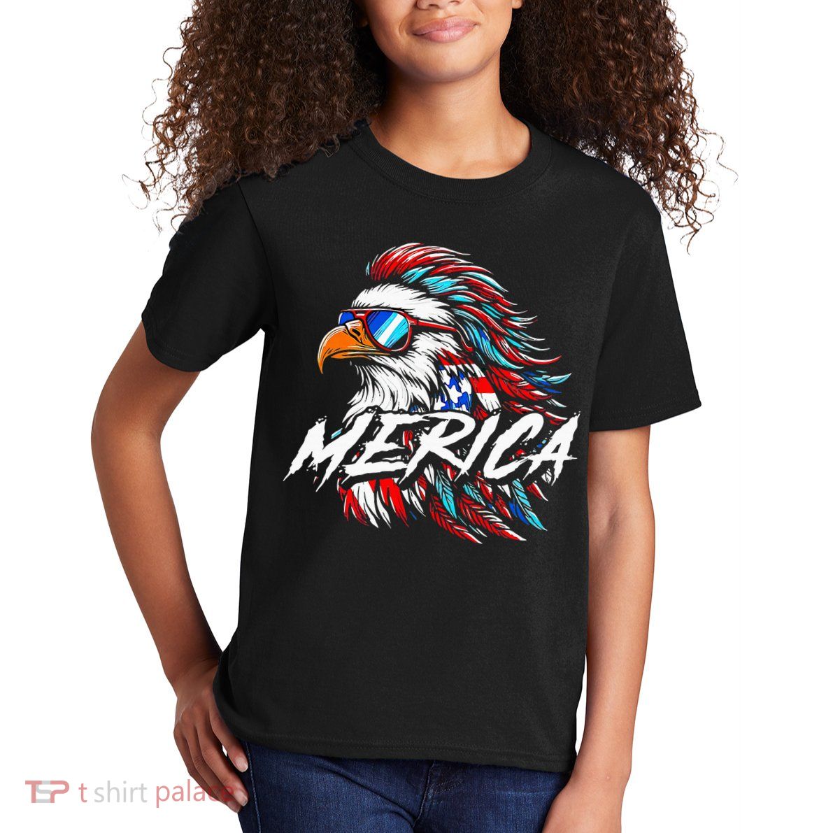 Merica Mullet Eagle Funny 4th Of July Kids T-Shirt