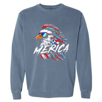 Merica Mullet Eagle Funny 4th Of July Garment-Dyed Sweatshirt