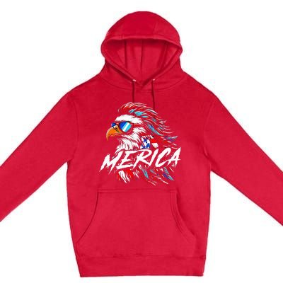 Merica Mullet Eagle Funny 4th Of July Premium Pullover Hoodie