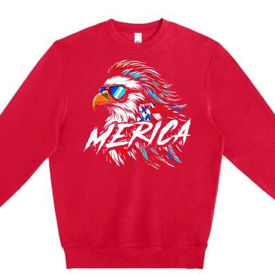 Merica Mullet Eagle Funny 4th Of July Premium Crewneck Sweatshirt