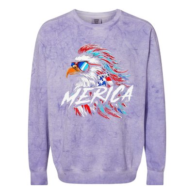 Merica Mullet Eagle Funny 4th Of July Colorblast Crewneck Sweatshirt