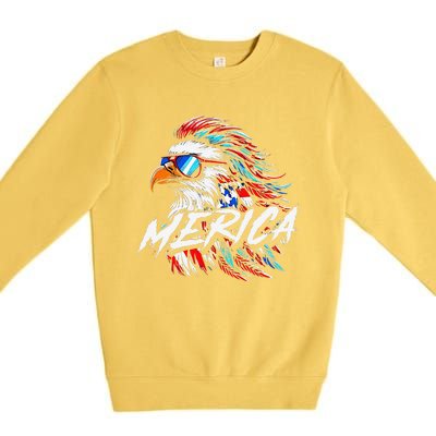 Merica Mullet Eagle Funny 4th Of July Premium Crewneck Sweatshirt