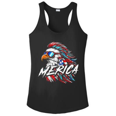 Merica Mullet Eagle Funny 4th Of July Ladies PosiCharge Competitor Racerback Tank