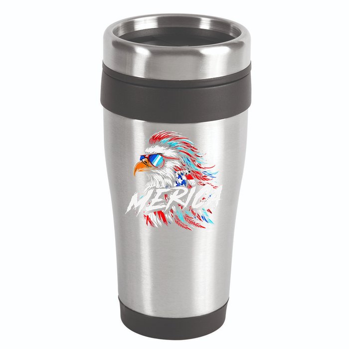 Merica Mullet Eagle Funny 4th Of July 16oz Travel Tumbler