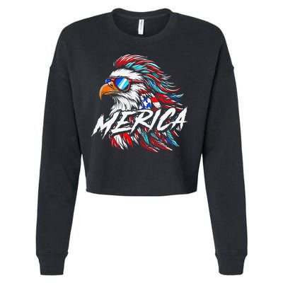 Merica Mullet Eagle Funny 4th Of July Cropped Pullover Crew