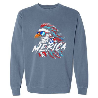 Merica Mullet Eagle Funny 4th Of July Garment-Dyed Sweatshirt