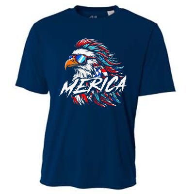 Merica Mullet Eagle Funny 4th Of July Cooling Performance Crew T-Shirt