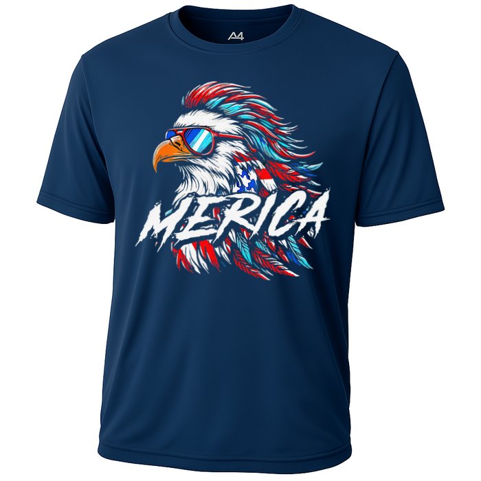 Merica Mullet Eagle Funny 4th Of July Cooling Performance Crew T-Shirt