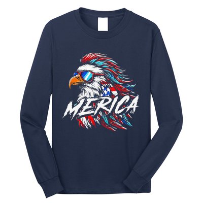 Merica Mullet Eagle Funny 4th Of July Long Sleeve Shirt