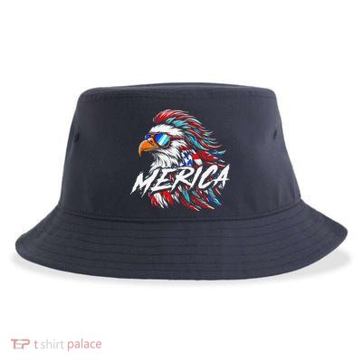Merica Mullet Eagle Funny 4th Of July Sustainable Bucket Hat