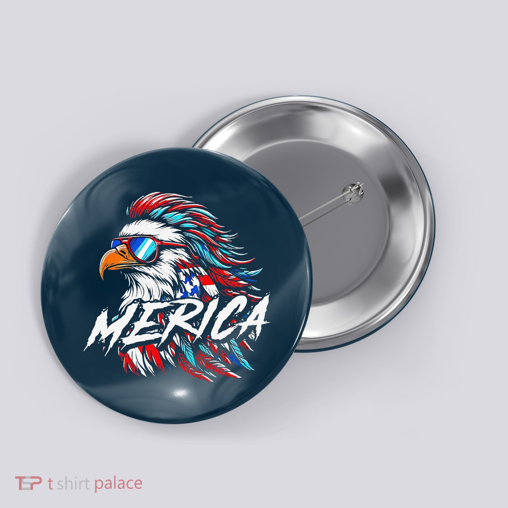 Merica Mullet Eagle Funny 4th Of July Button