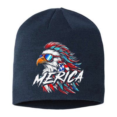 Merica Mullet Eagle Funny 4th Of July Sustainable Beanie