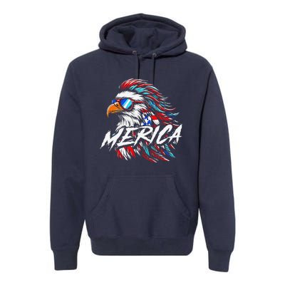 Merica Mullet Eagle Funny 4th Of July Premium Hoodie