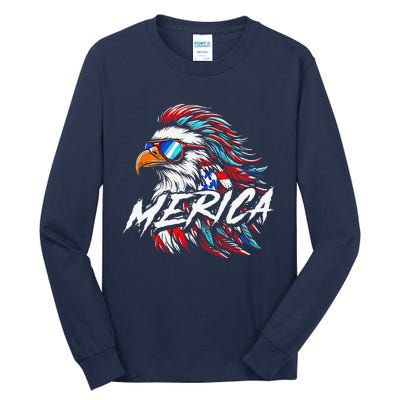 Merica Mullet Eagle Funny 4th Of July Tall Long Sleeve T-Shirt