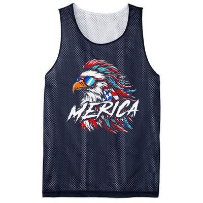 Merica Mullet Eagle Funny 4th Of July Mesh Reversible Basketball Jersey Tank