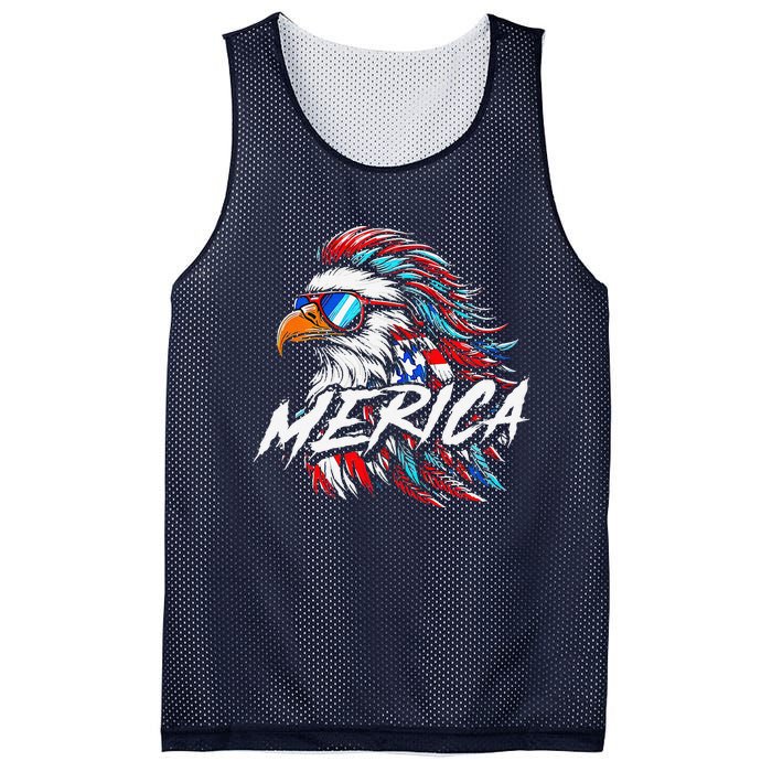 Merica Mullet Eagle Funny 4th Of July Mesh Reversible Basketball Jersey Tank