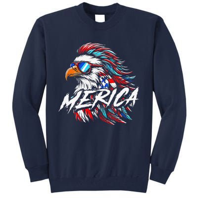 Merica Mullet Eagle Funny 4th Of July Tall Sweatshirt