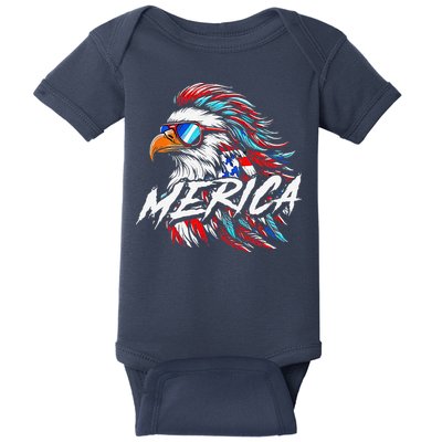 Merica Mullet Eagle Funny 4th Of July Baby Bodysuit