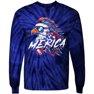 Merica Mullet Eagle Funny 4th Of July Tie-Dye Long Sleeve Shirt