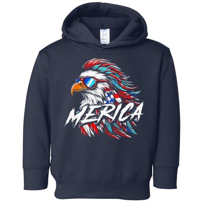 Merica Mullet Eagle Funny 4th Of July Toddler Hoodie