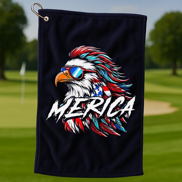 Merica Mullet Eagle Funny 4th Of July Golf Towel