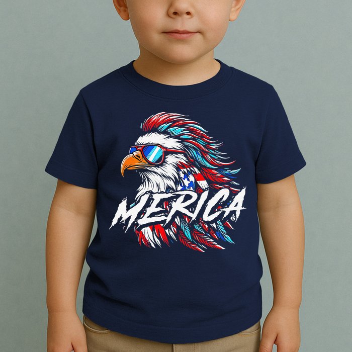 Merica Mullet Eagle Funny 4th Of July Toddler T-Shirt