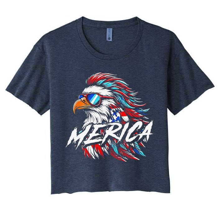 Merica Mullet Eagle Funny 4th Of July Crop Top