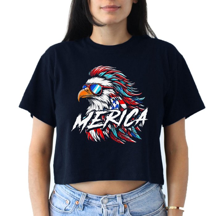 Merica Mullet Eagle Funny 4th Of July Crop Top