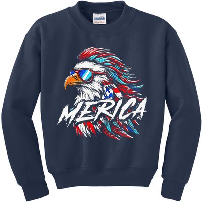Merica Mullet Eagle Funny 4th Of July Kids Sweatshirt